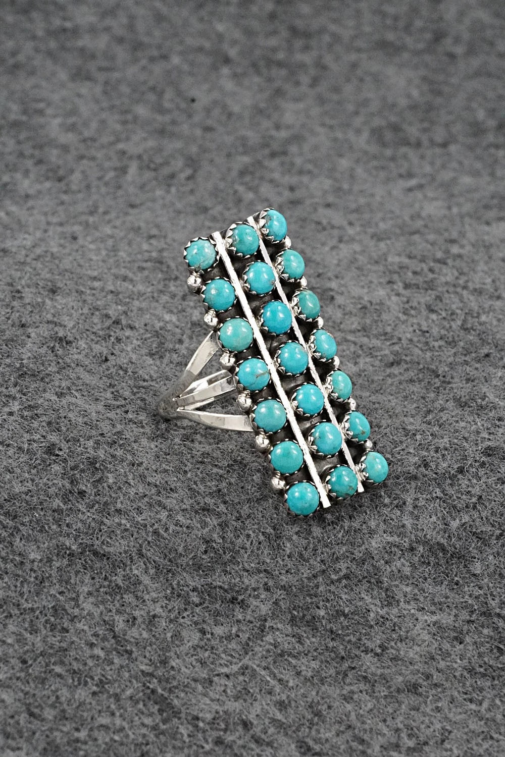 Turquoise & Sterling Silver Ring - Kenny Lonjose - Size 9