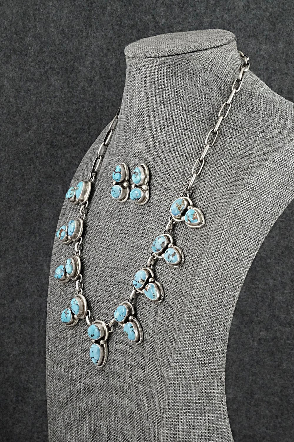 Turquoise & Sterling Silver Necklace and Earrings Set - Kathleen Livingston