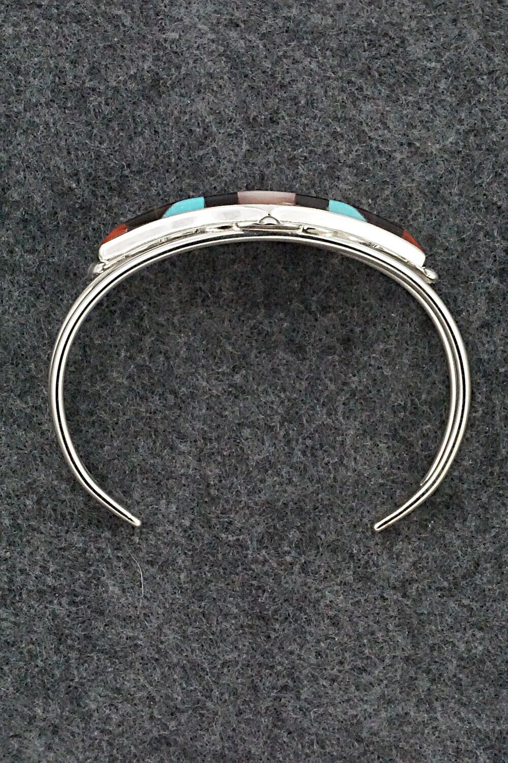 Multi Stone & Sterling Silver Inlay Bracelet - Ernie Ohmsatte