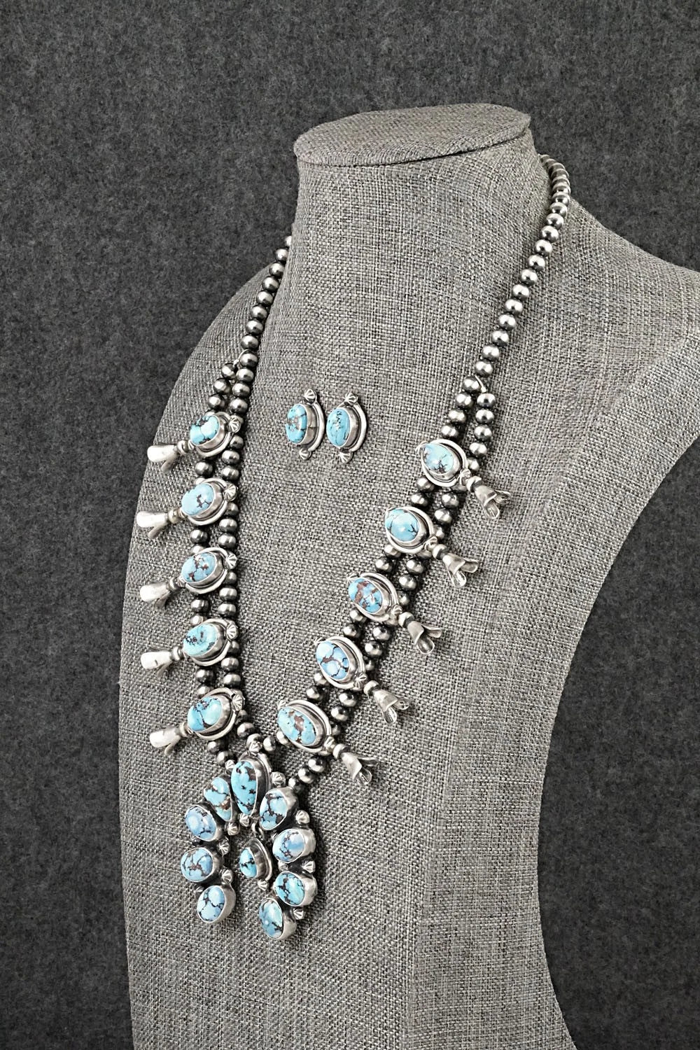 Turquoise & Sterling Silver Squash Blossom Set - Darrin Livingston