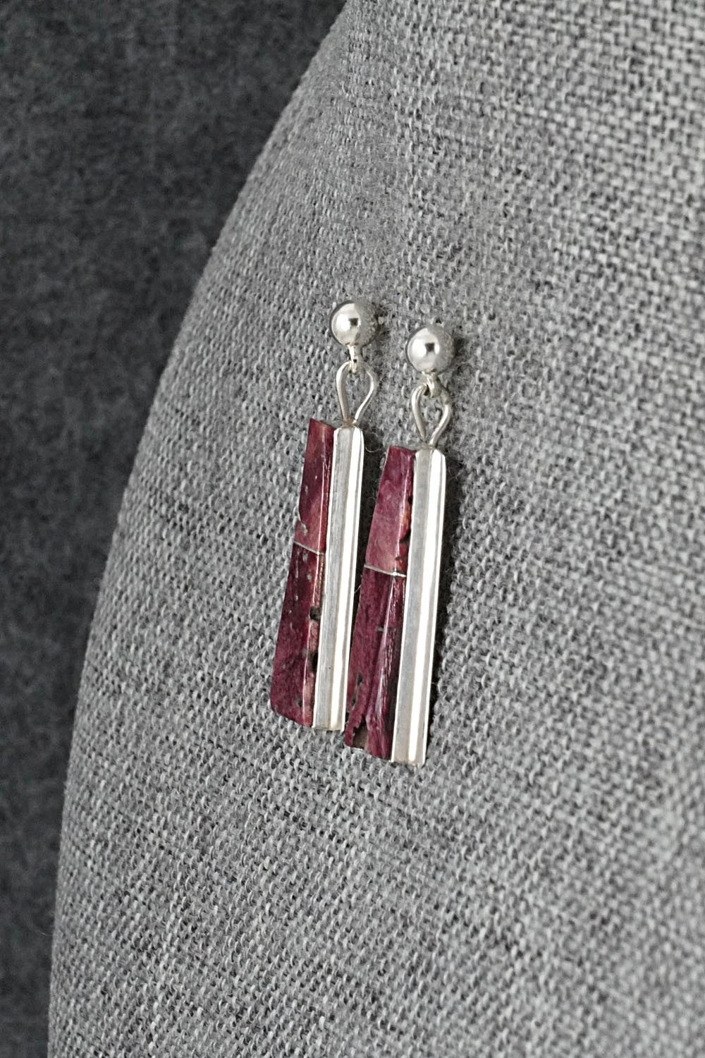 Spiny Oyster & Sterling Silver Earrings - Brenda Pete