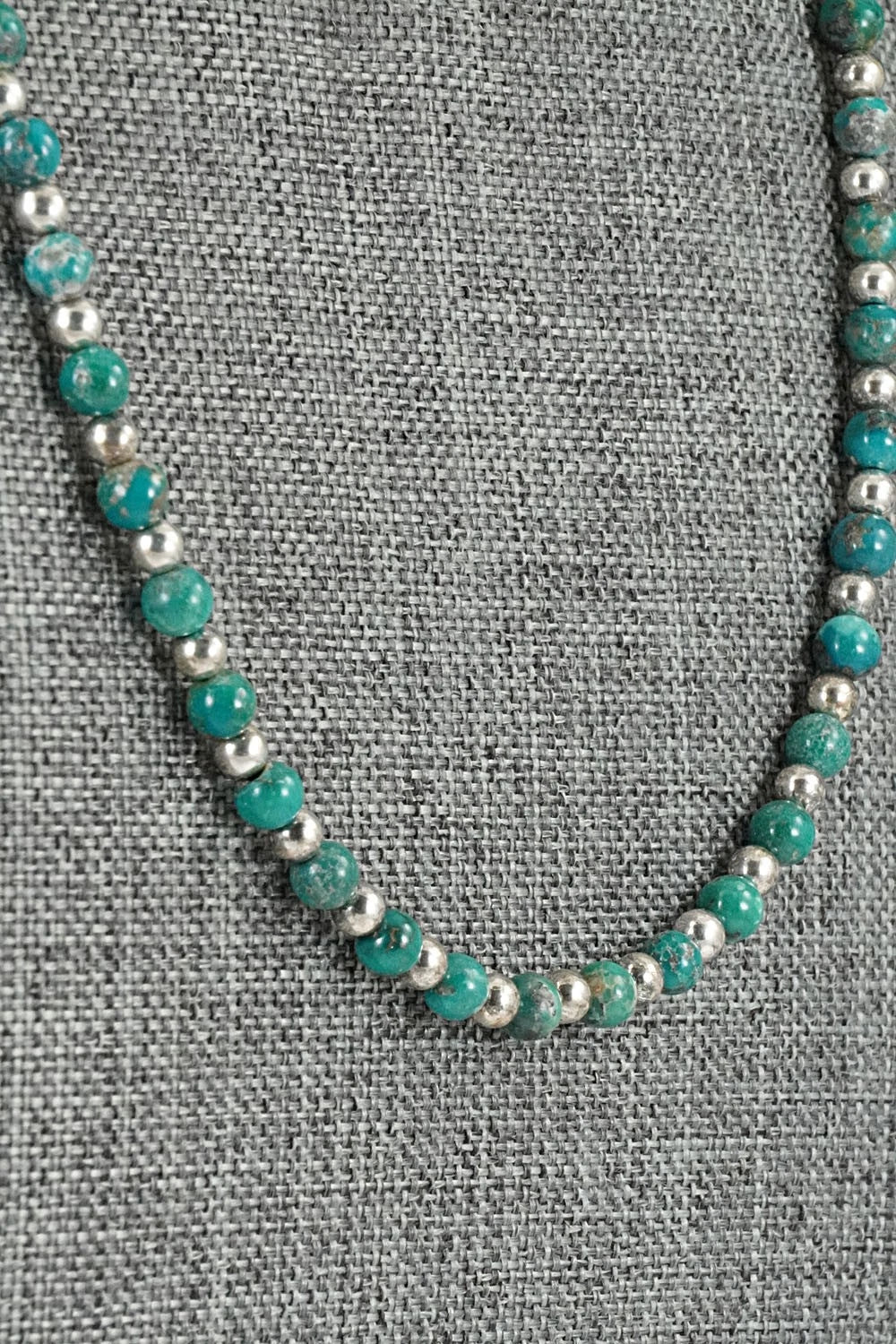 Turquoise & Sterling Silver Necklace 18" - Doreen Jake