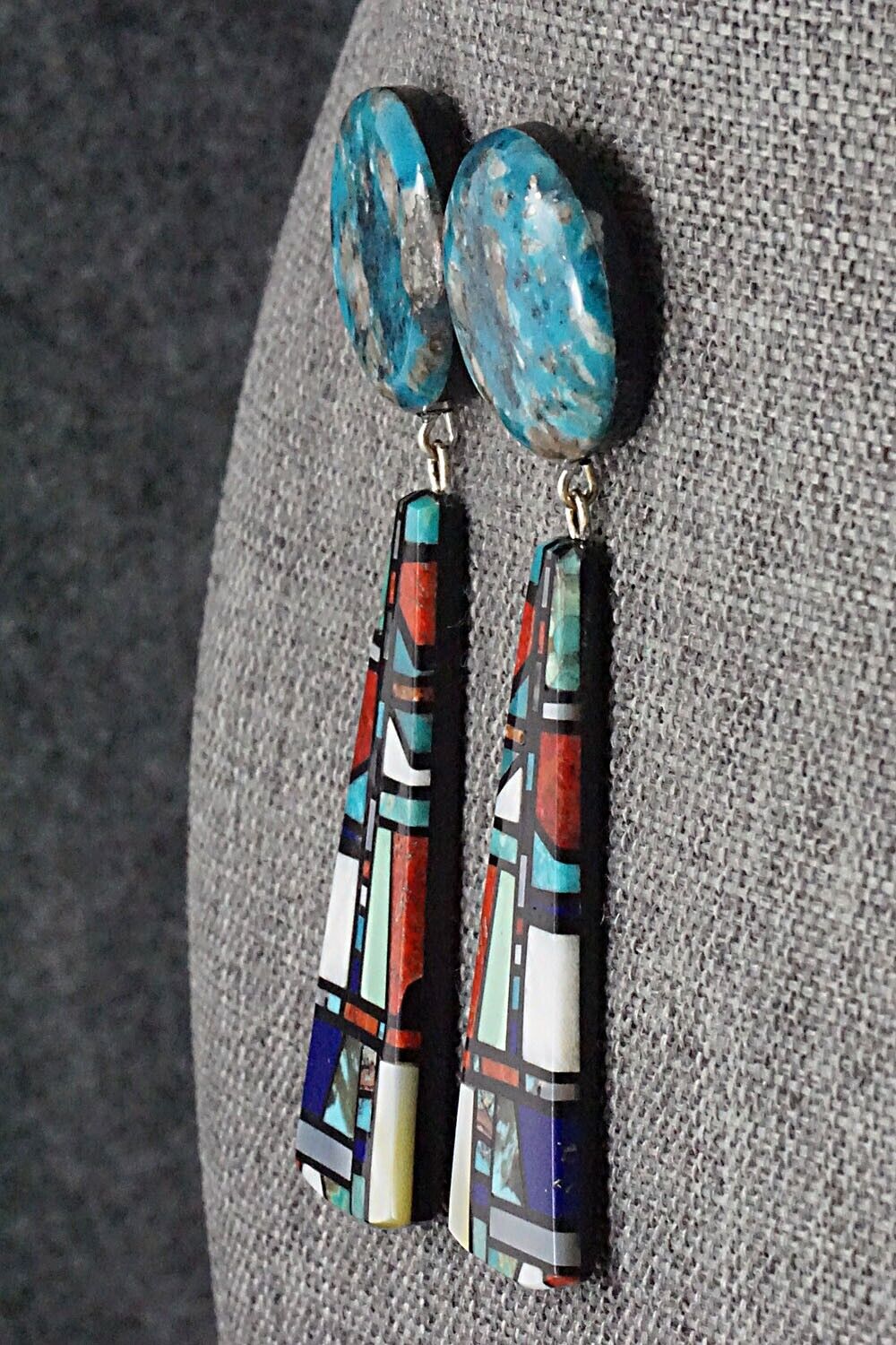 Multi Stone Inlay Earrings - Chris T. Nieto