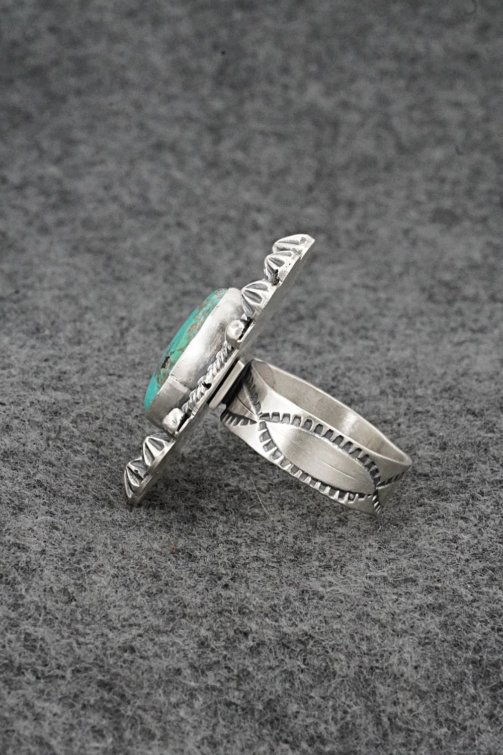Turquoise & Sterling Silver Ring - Cordell Platero - Size Adjustable
