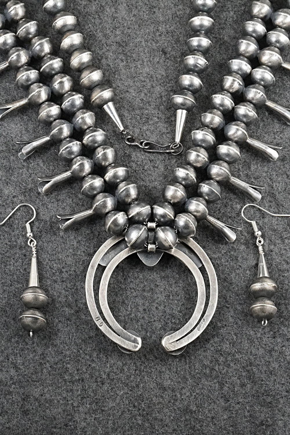 Turquoise & Sterling Silver Squash Blossom Set - Gilbert Martin
