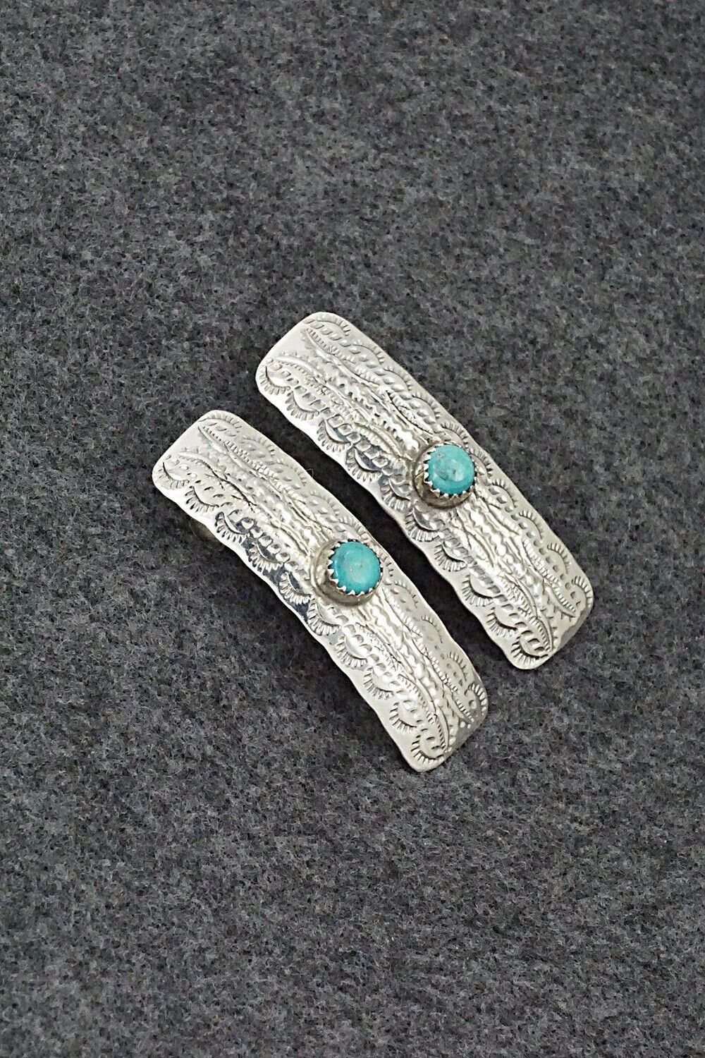 Turquoise & Sterling Silver Mini Hair Barrettes - Betty Laughing