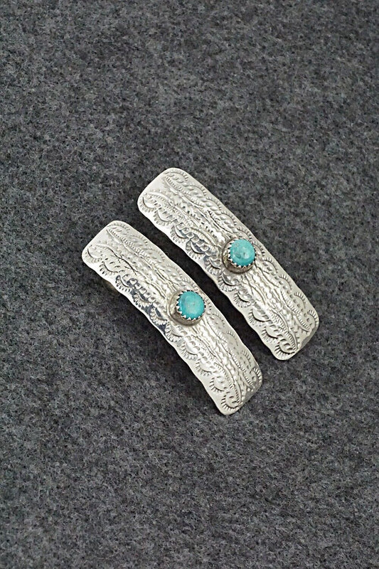 Turquoise & Sterling Silver Mini Hair Barrettes - Betty Laughing
