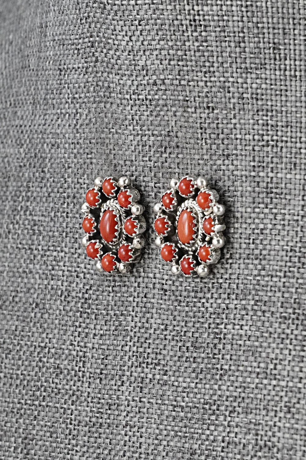 Coral & Sterling Silver Squash Blossom Set - Nathaniel Curley