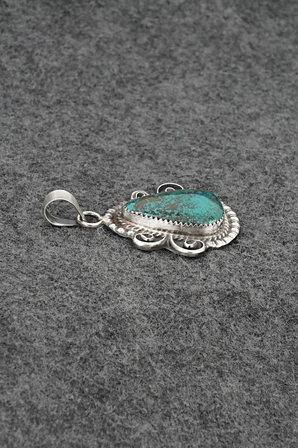 Turquoise and Sterling Silver Pendant - Leslie Nez