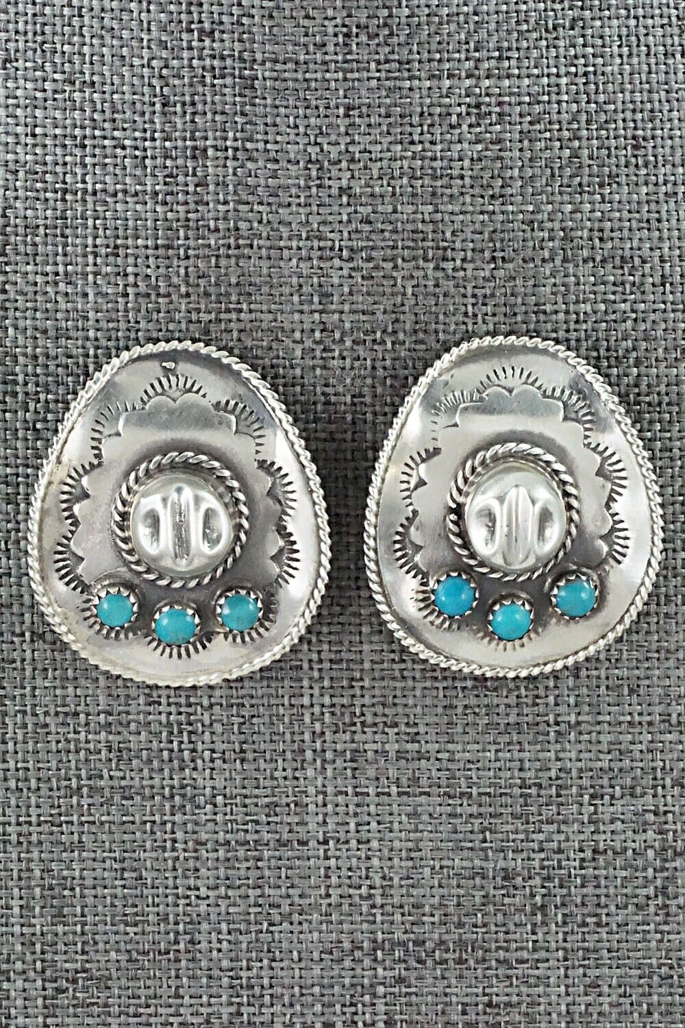 Turquoise & Sterling Silver Earrings - Bobby Platero