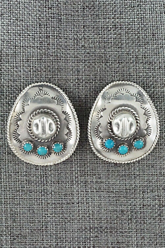 Turquoise & Sterling Silver Earrings - Bobby Platero