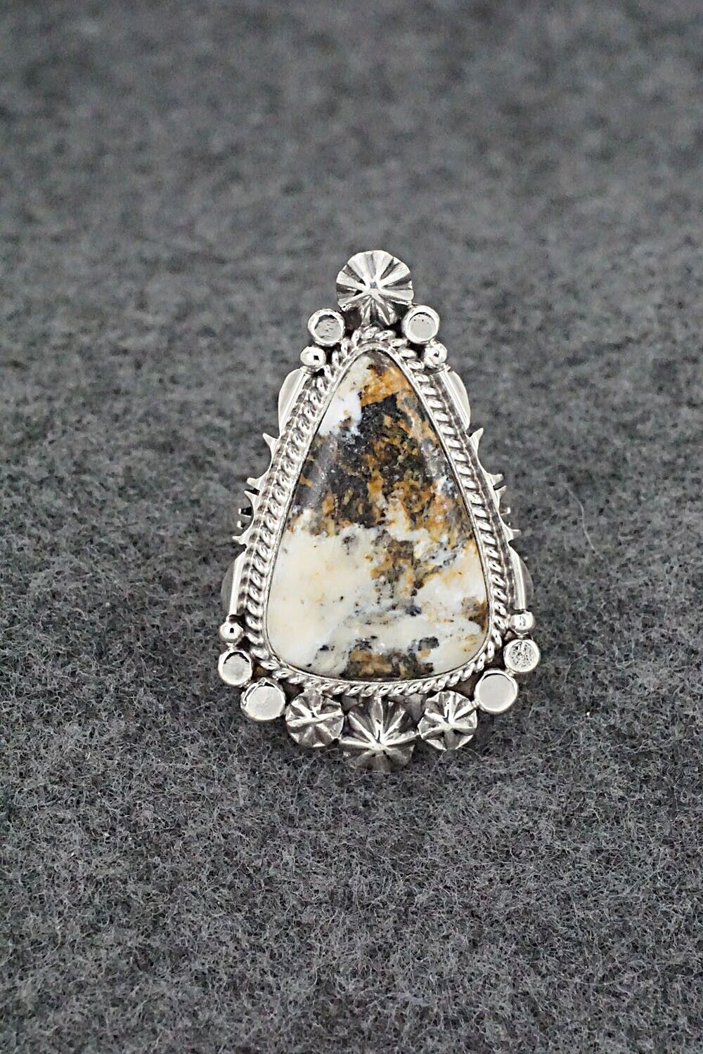 White Buffalo & Sterling Silver Ring - Daniel Benally - Size 7.5