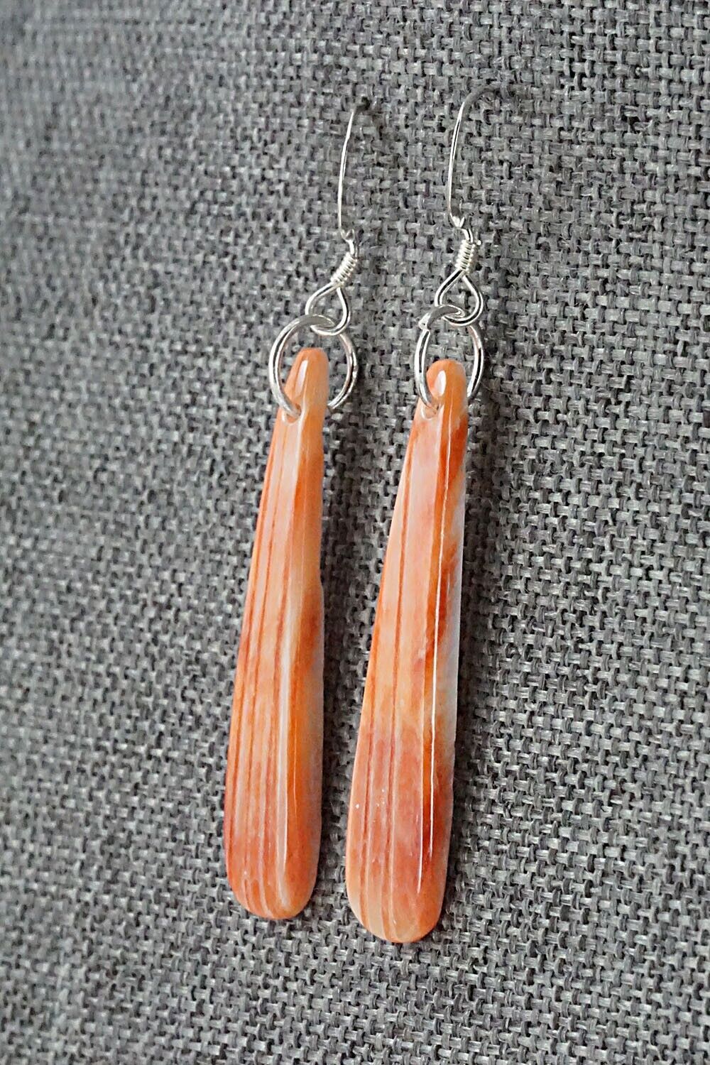 Spiny Oyster & Sterling Silver Earrings - Louise Pete