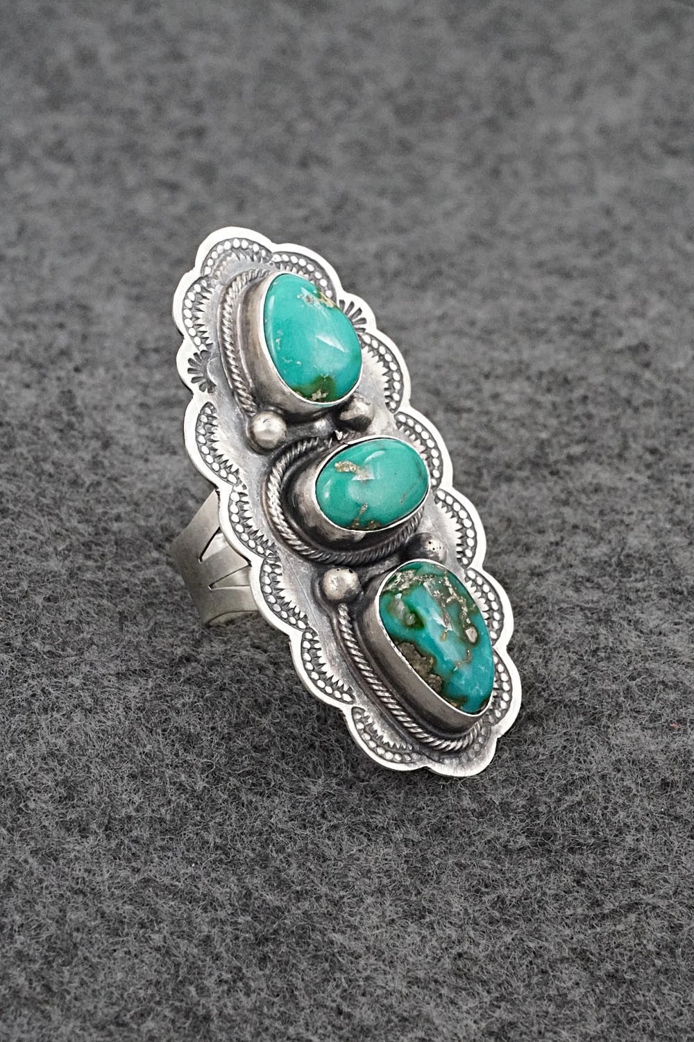 Turquoise & Sterling Silver Ring - Bobby Johnson - Size 8