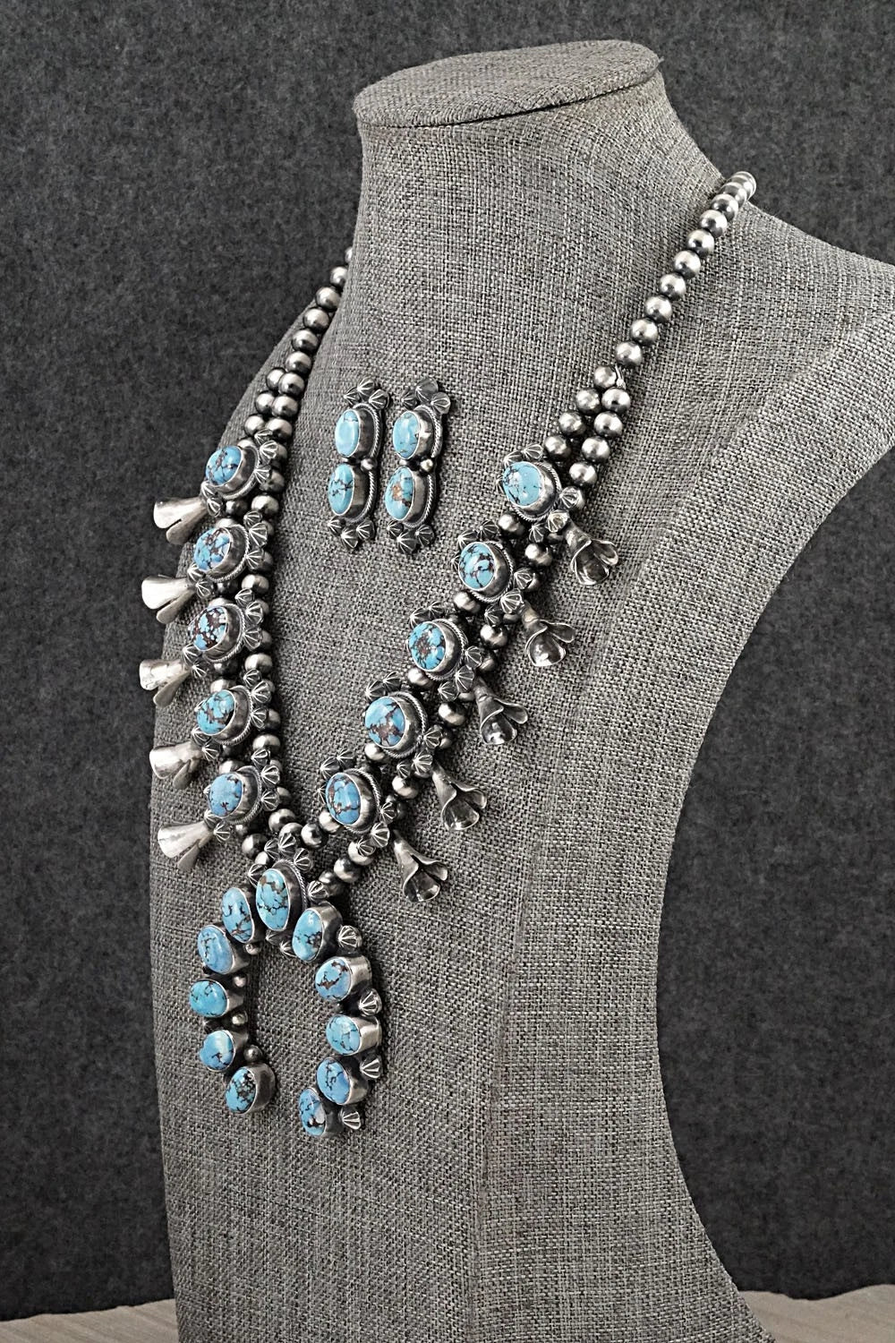 Turquoise & Sterling Silver Squash Blossom Set - Darrin Livingston