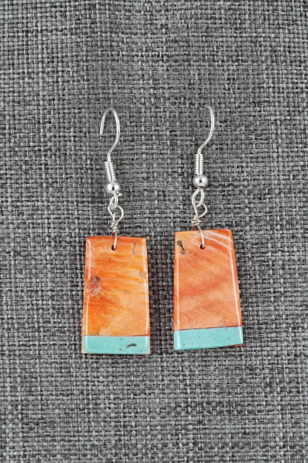 Spiny Oyster, Turquoise & Sterling Silver Earrings - Louise Pete