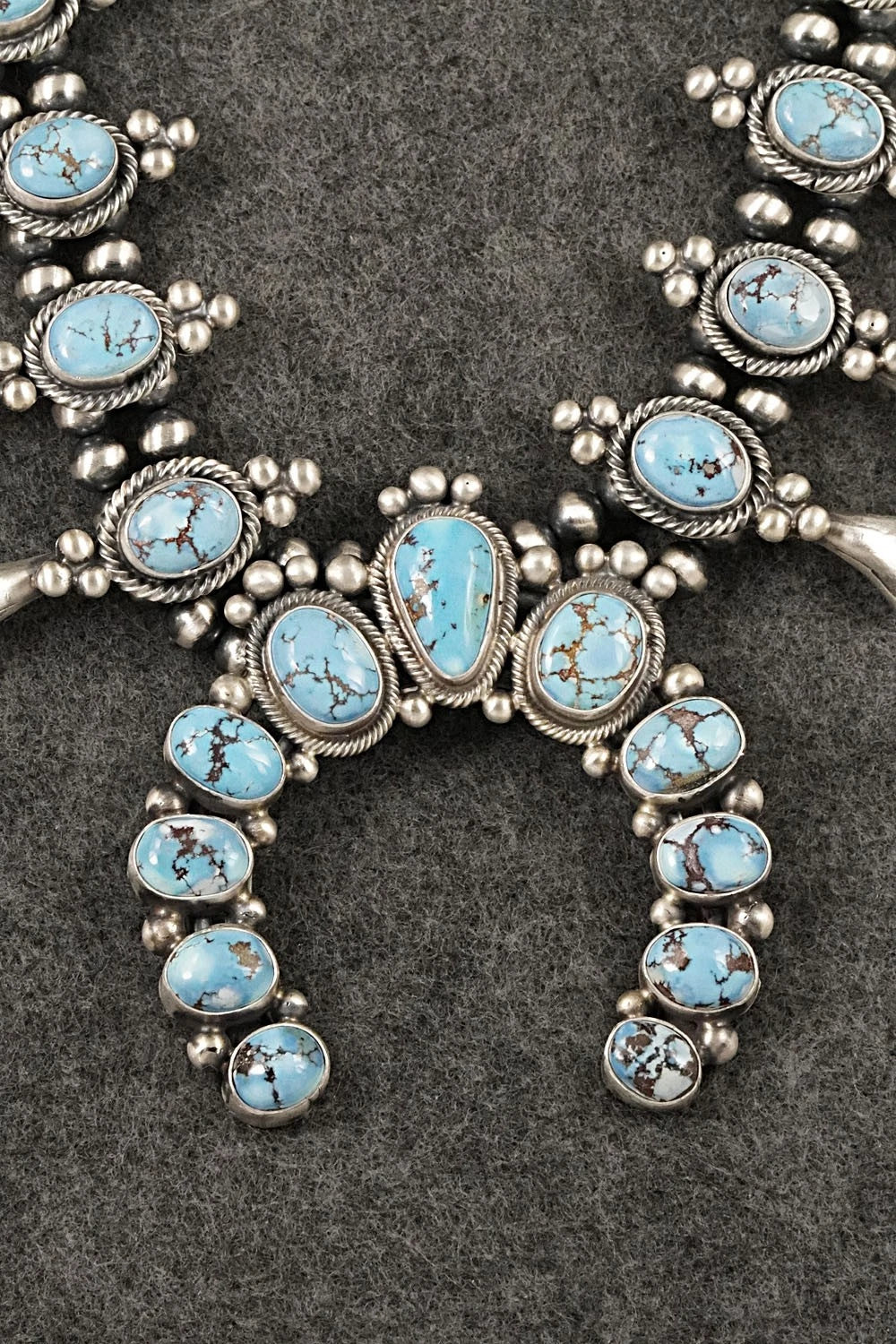 Turquoise & Sterling Silver Squash Blossom Set - Paul Livingston