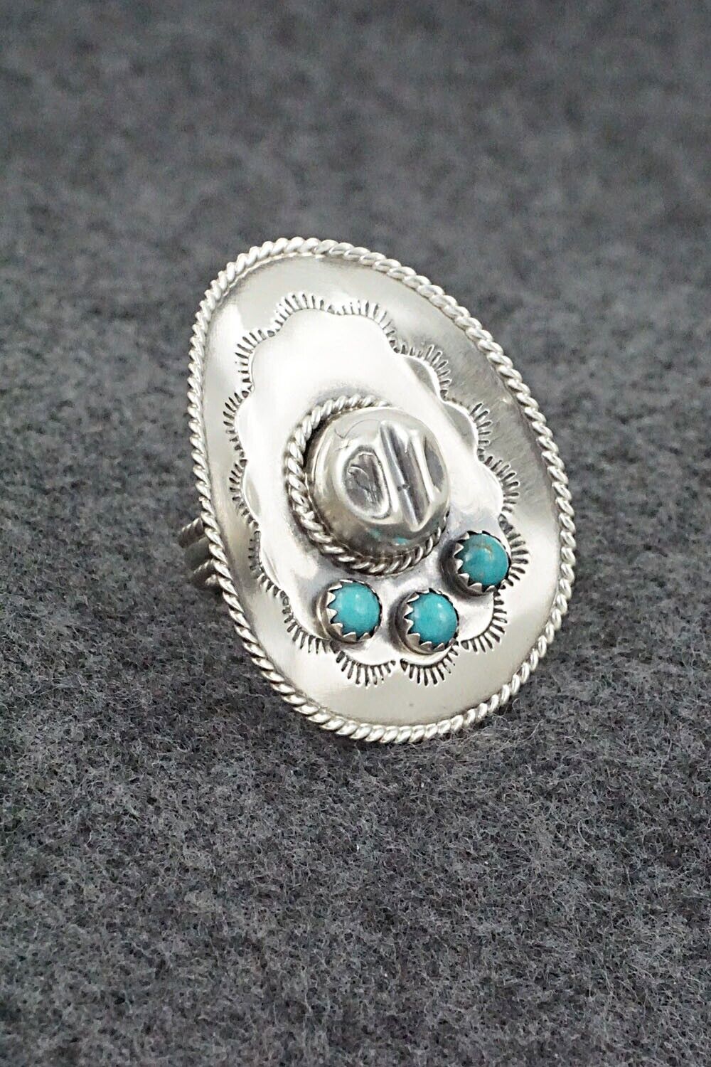 Turquoise & Sterling Silver Ring - Bobby Platero - Size 5