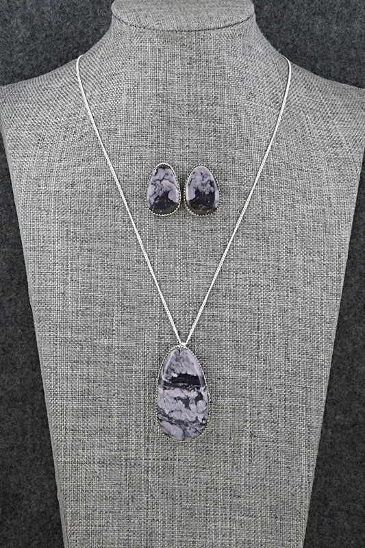 Morado & Sterling Silver Necklace and Earrings Set - Murray Hannaweeka