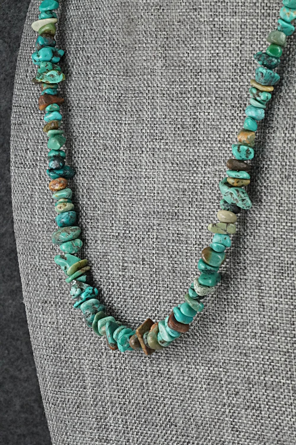 Turquoise & Sterling Silver Necklace 38" - Doreen Jake