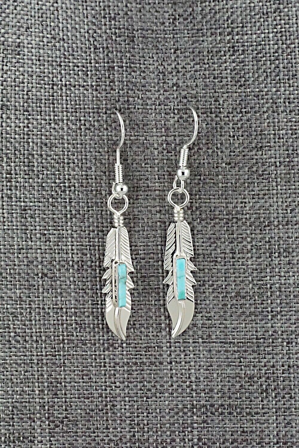 Turquoise & Sterling Silver Inlay Earrings - Allen Barney