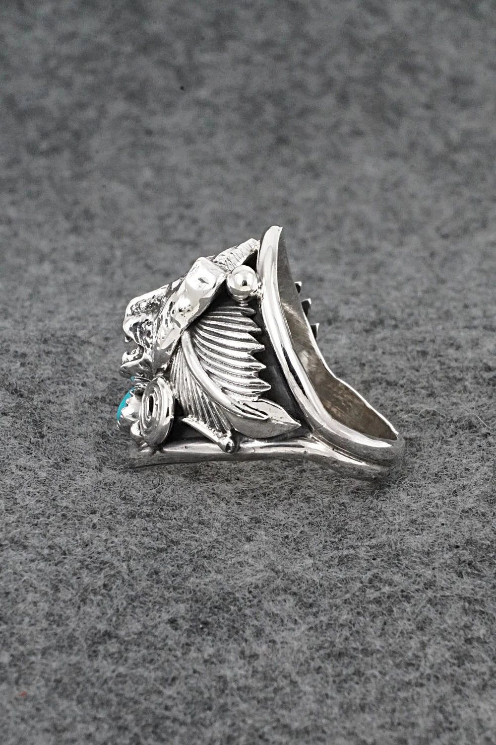 Turquoise & Sterling Silver Ring - Darrell Morgan - Size 12