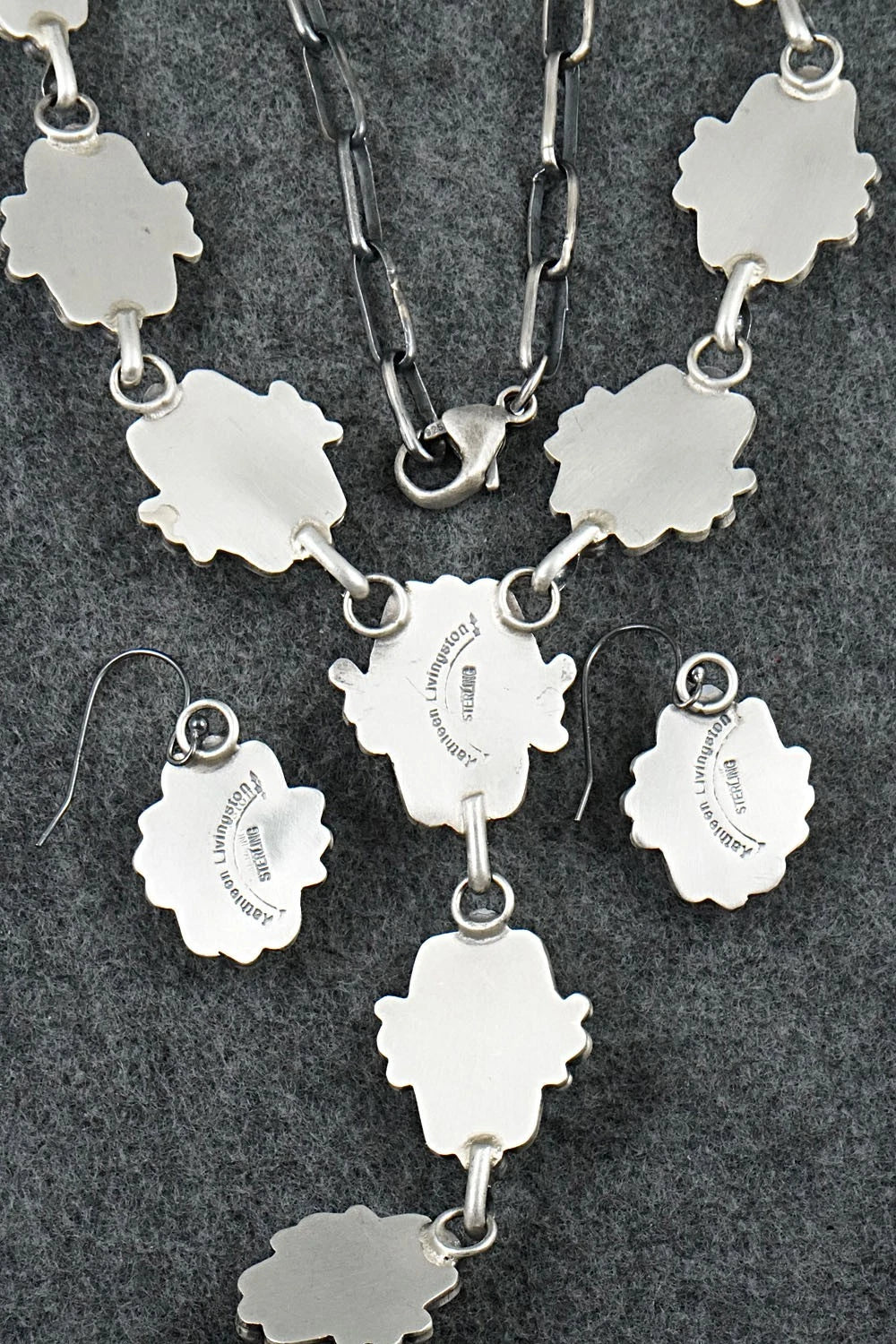 Turquoise & Sterling Silver Necklace and Earrings Set - Kathleen Livingston