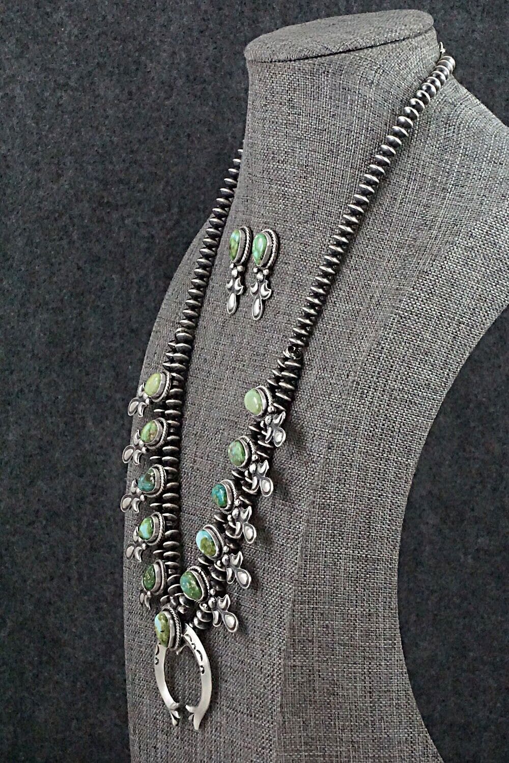 Turquoise & Sterling Silver Squash Blossom Set - Paige Gordon