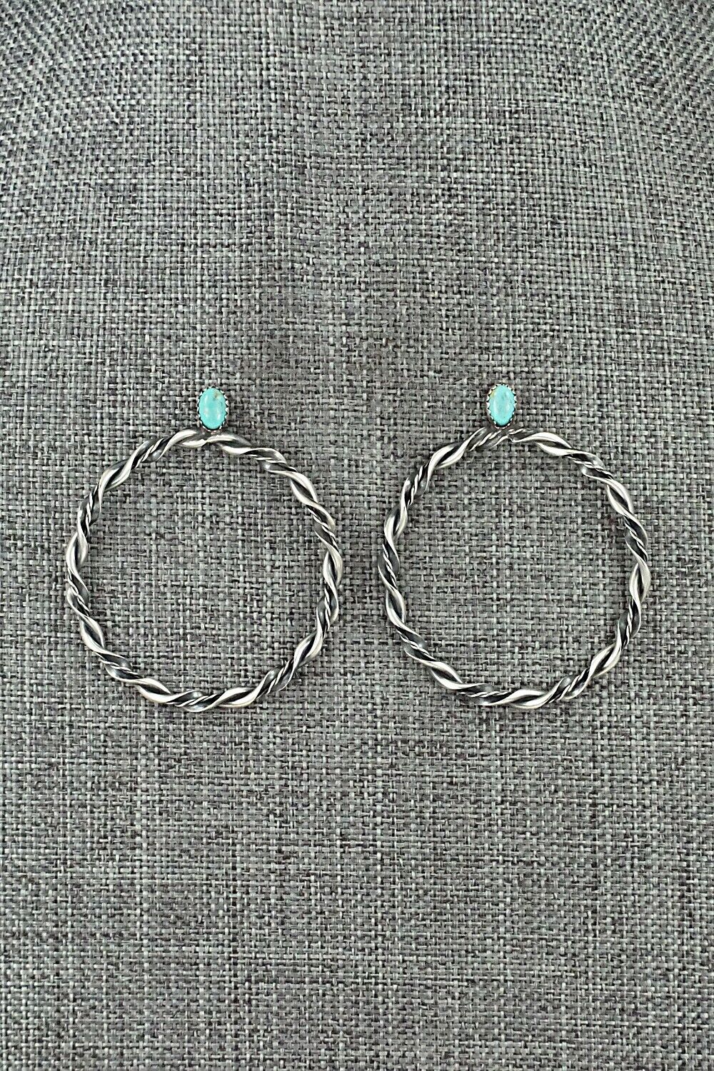 Turquoise & Sterling Silver Earrings - Nelson Leonard Jr.