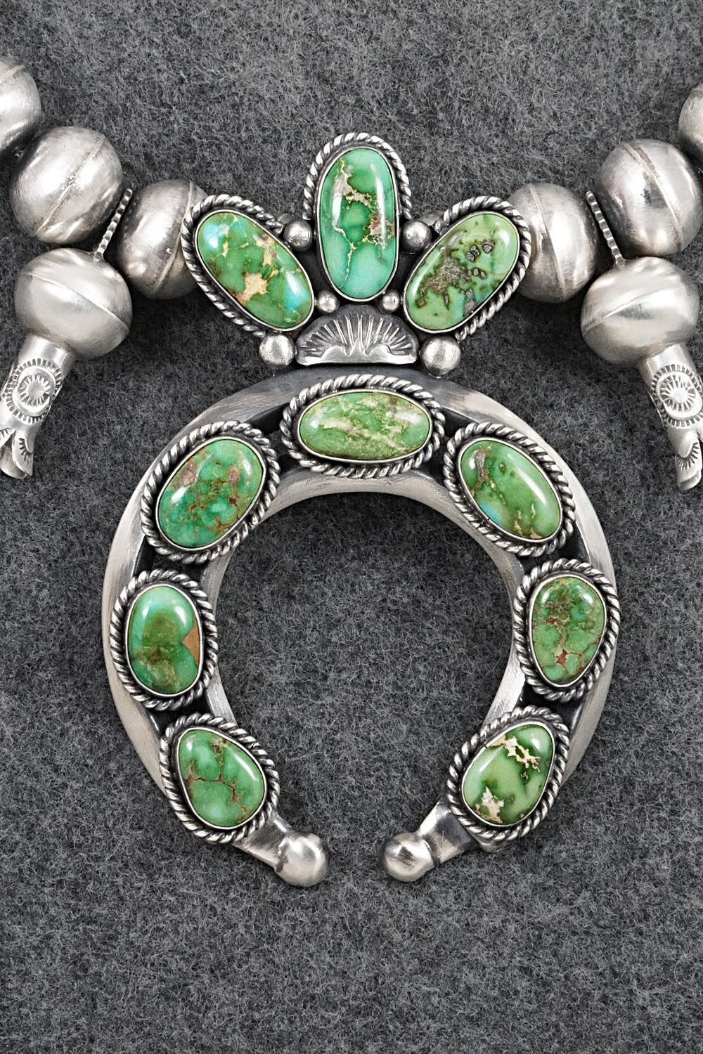 Turquoise & Sterling Silver Squash Blossom Necklace - Chris Hale