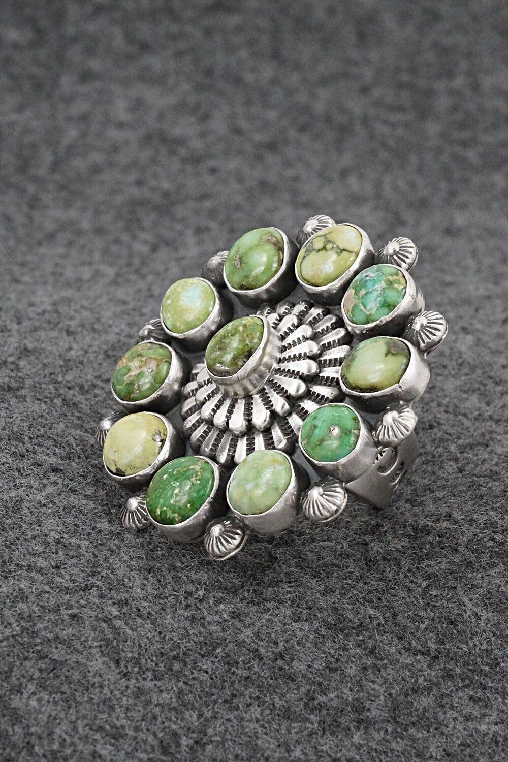 Turquoise & Sterling Silver Ring - Tom Lewis - Size 8.5