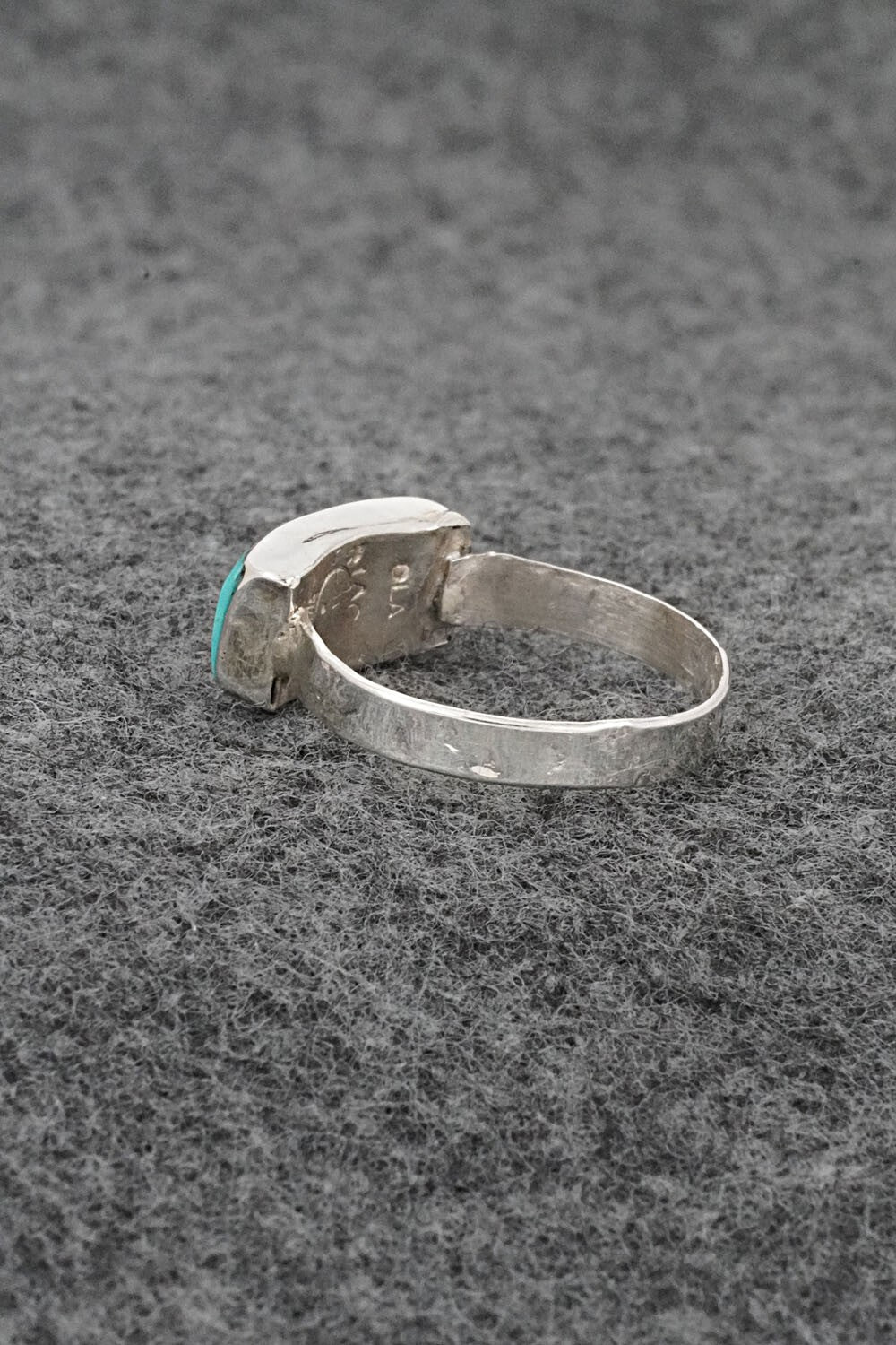 Turquoise, Onyx & Sterling Silver Inlay Ring - Ola Eriacho - Size 8