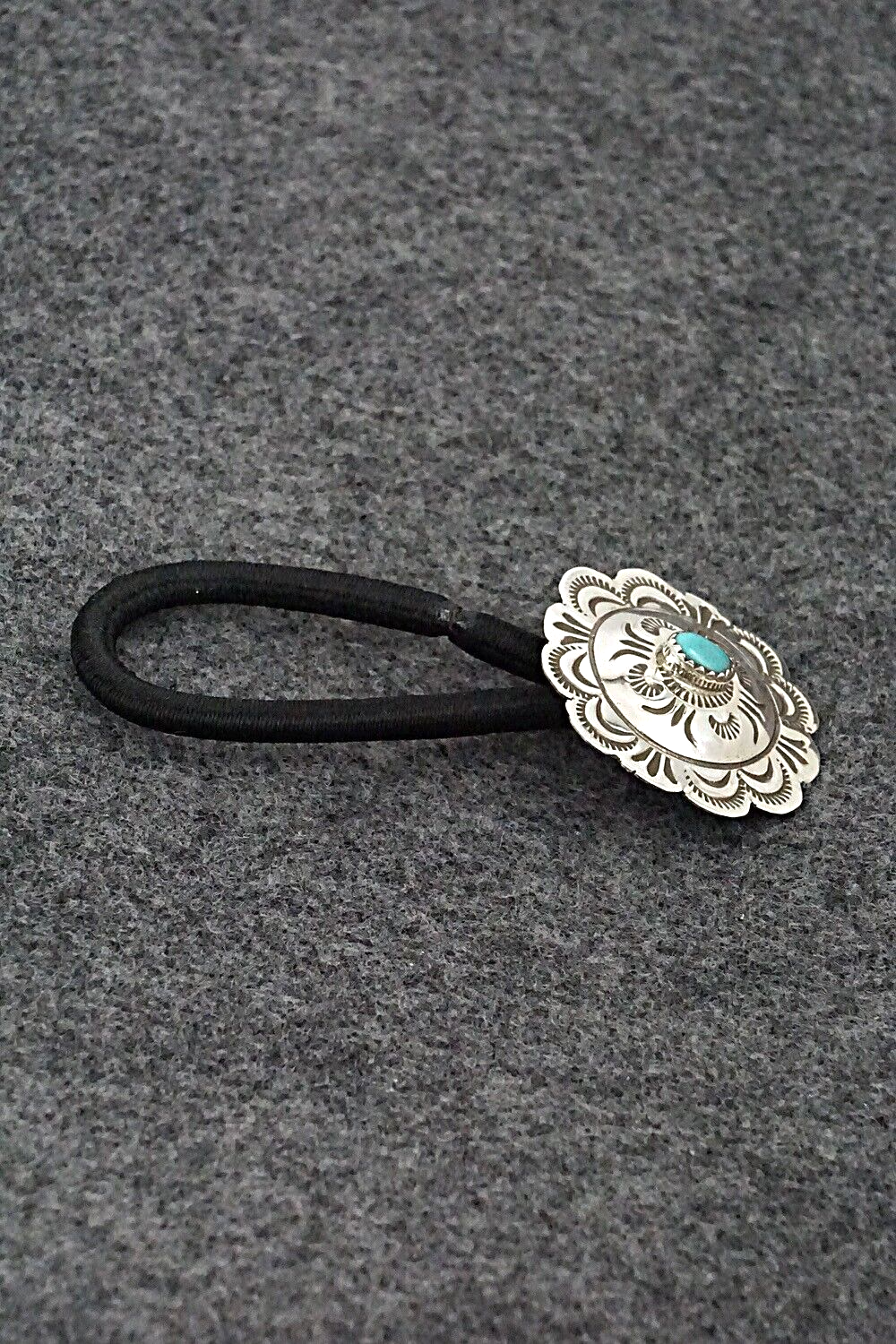 Turquoise & Sterling Silver Hair Tie - Bertha Begay