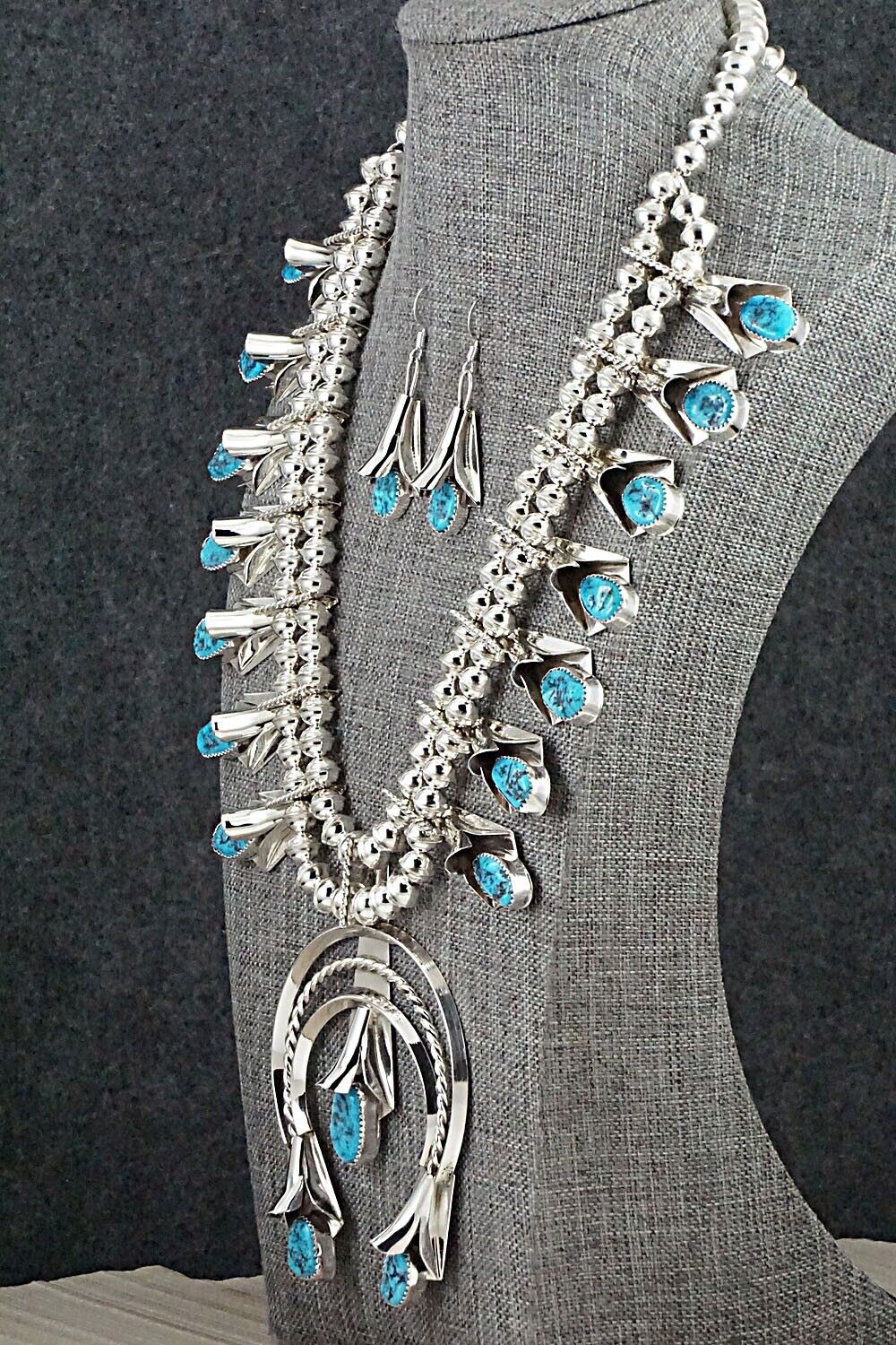 Turquoise & Sterling Silver Squash Blossom Set - Louise Yazzie