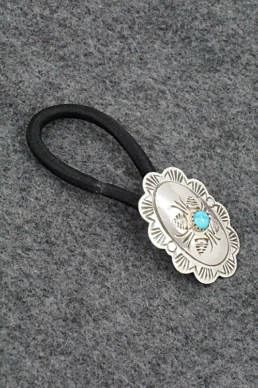 Turquoise & Sterling Silver Hair Tie - Bertha Begay