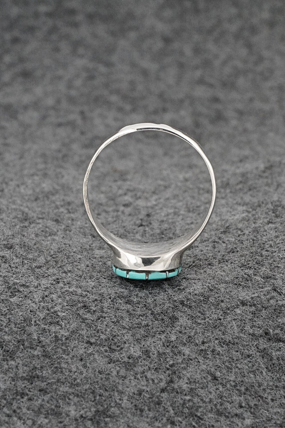 Turquoise & Sterling Silver Inlay Ring - Johnson Laweka - Size 9.5