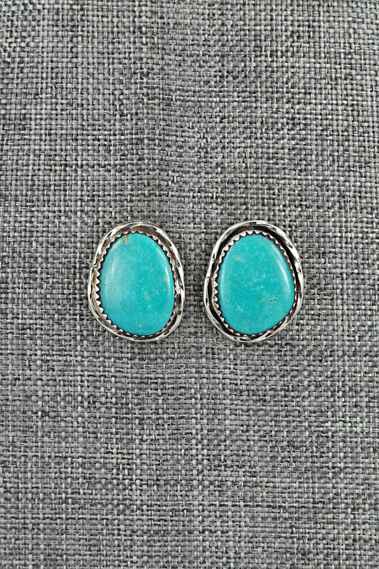 Turquoise & Sterling Silver Earrings - Ernest Hawthorne