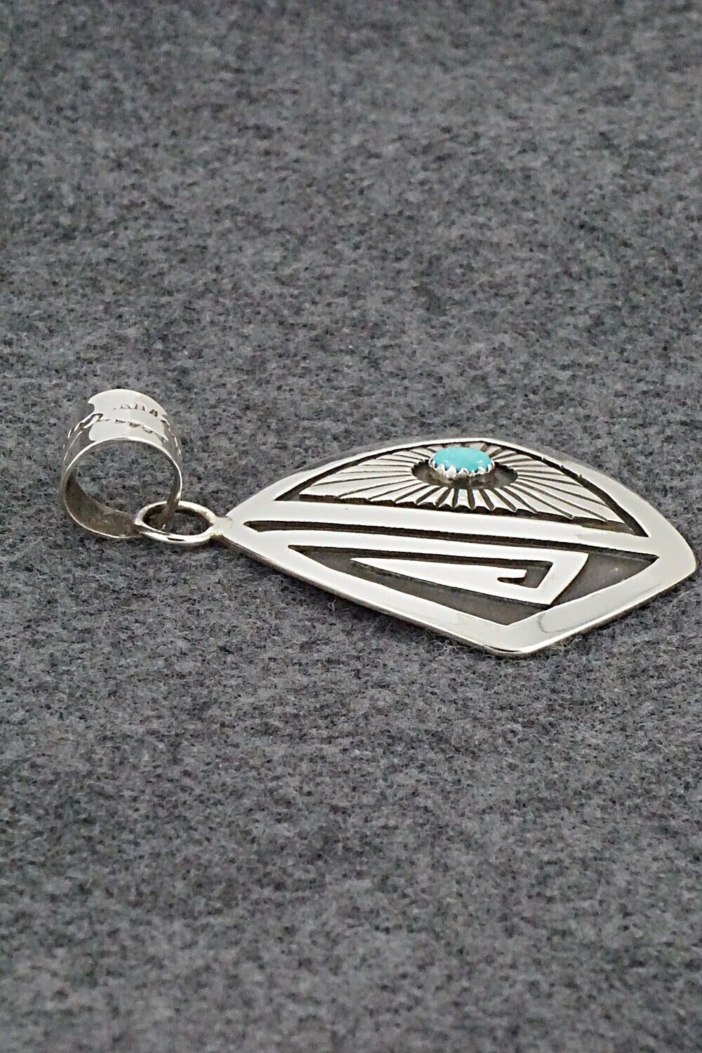 Turquoise and Sterling Silver Pendant - Rosco Scott