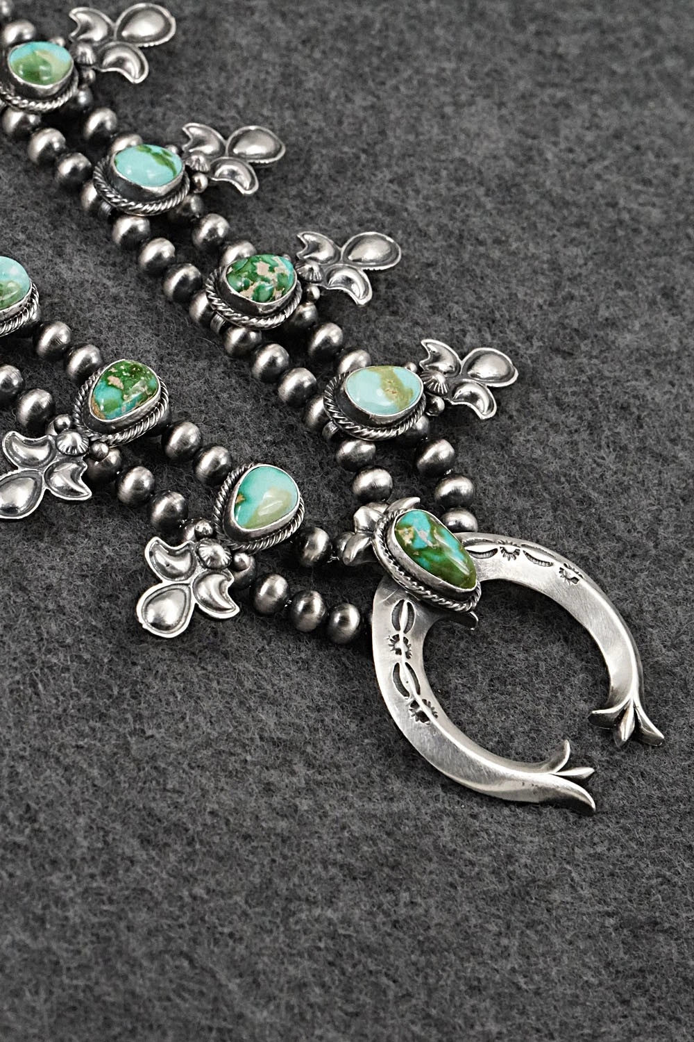 Turquoise & Sterling Silver Squash Blossom Set - Adrienne Gordon