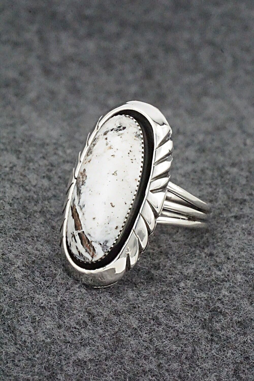 White Buffalo & Sterling Silver Ring - Myra Benally - Size 8