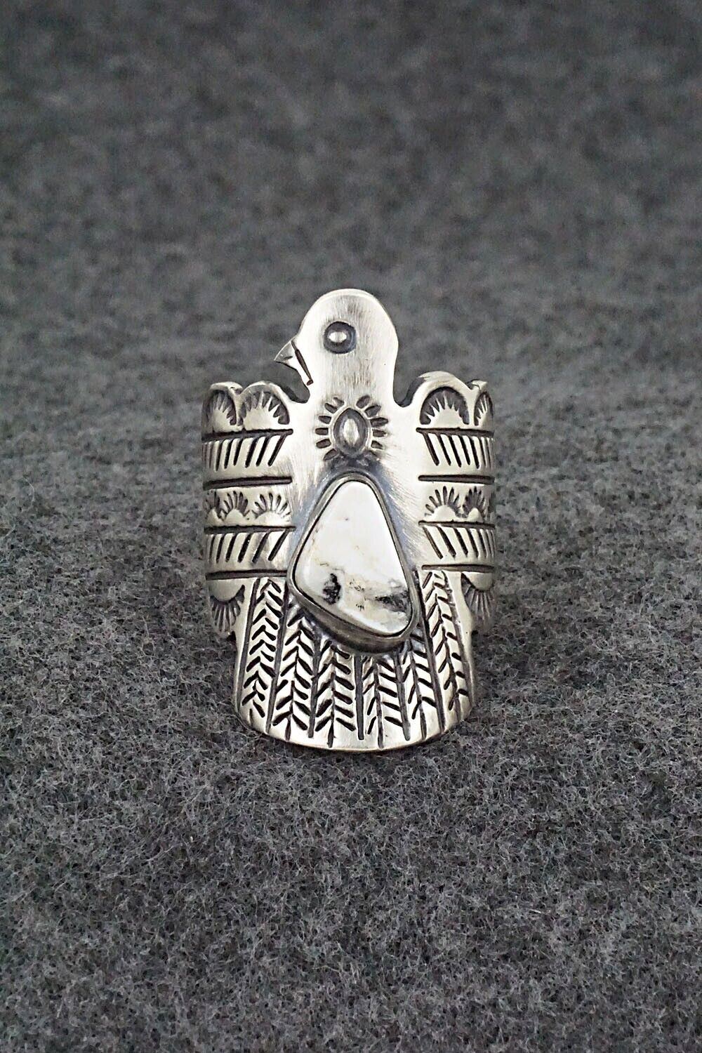 White Buffalo and Sterling Silver Ring - Raymond Coriz - Size 8.5