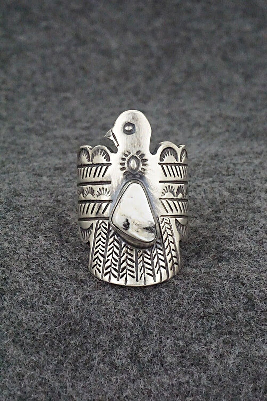 White Buffalo and Sterling Silver Ring - Raymond Coriz - Size 8.5