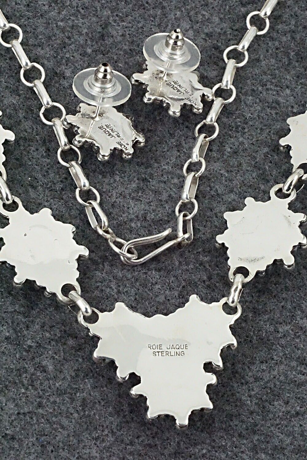 Turquoise & Sterling Silver Necklace and Earrings Set - Roie Jaque