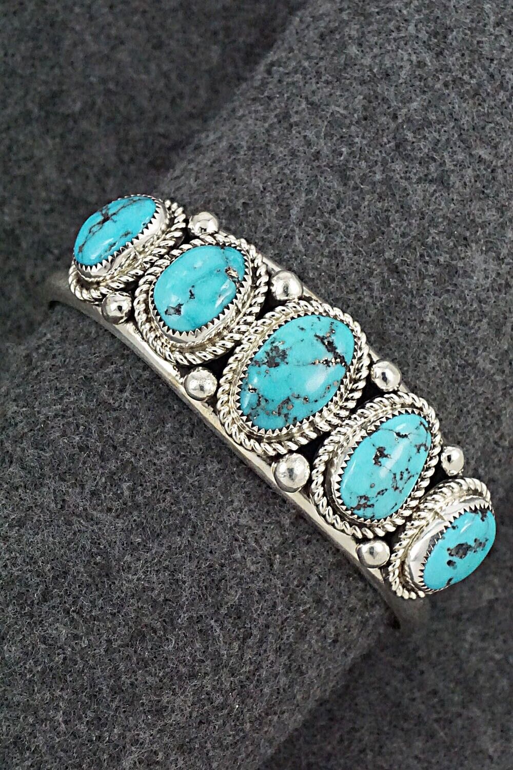 Turquoise & Sterling Silver Bracelet - Leslie Nez