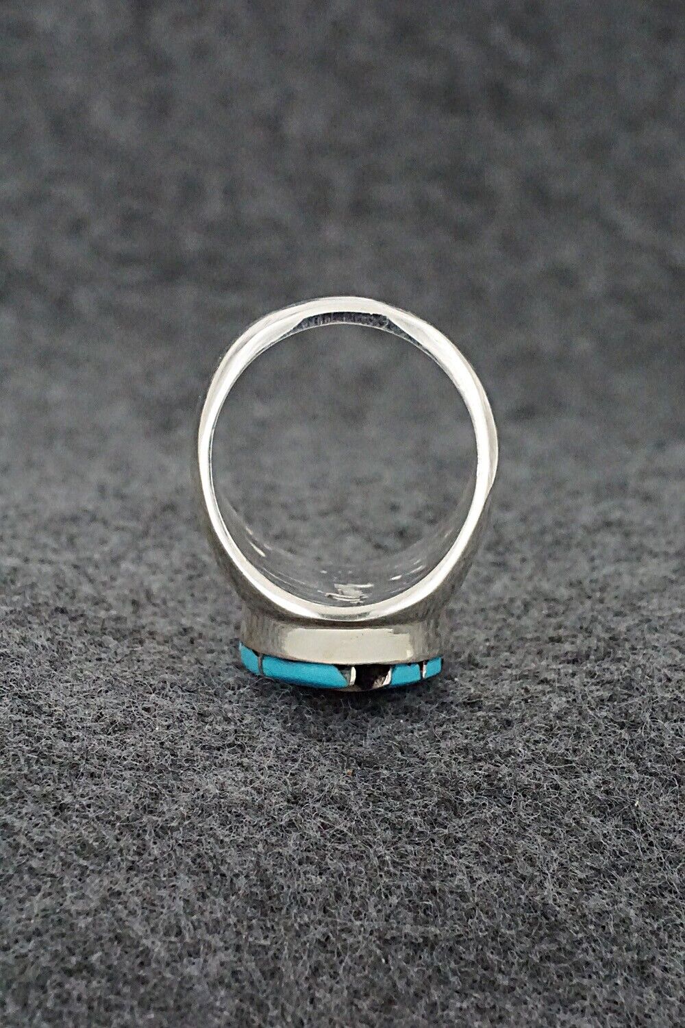 Turquoise & Sterling Silver Inlay Ring - Amy Wesley - Size 9.5