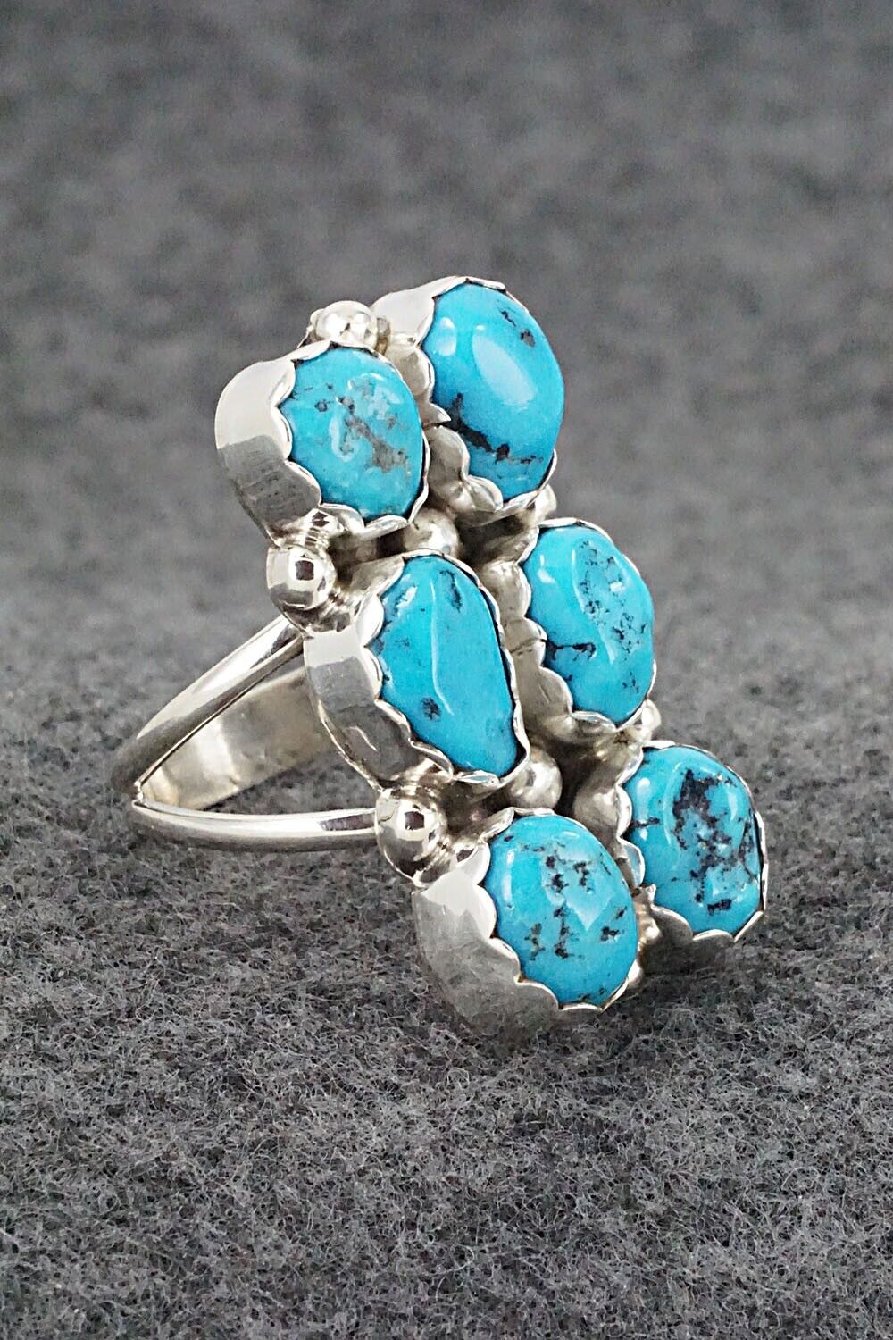 Turquoise & Sterling Silver Ring - Pearlene Spencer - Size 8.75