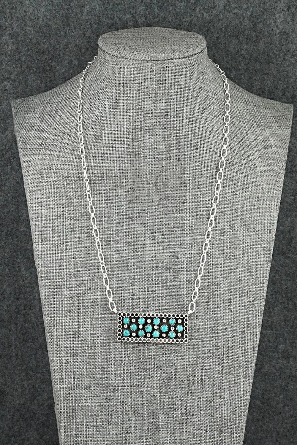 Turquoise & Sterling Silver Necklace - Kenny Lonjose