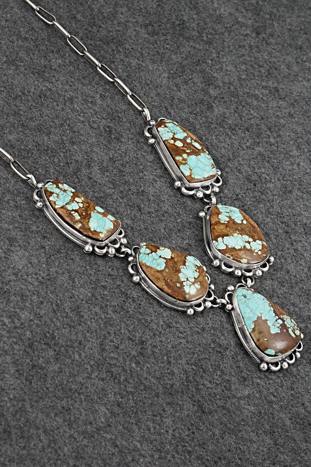 Turquoise & Sterling Silver Necklace and Earrings Set - Bobby Johnson