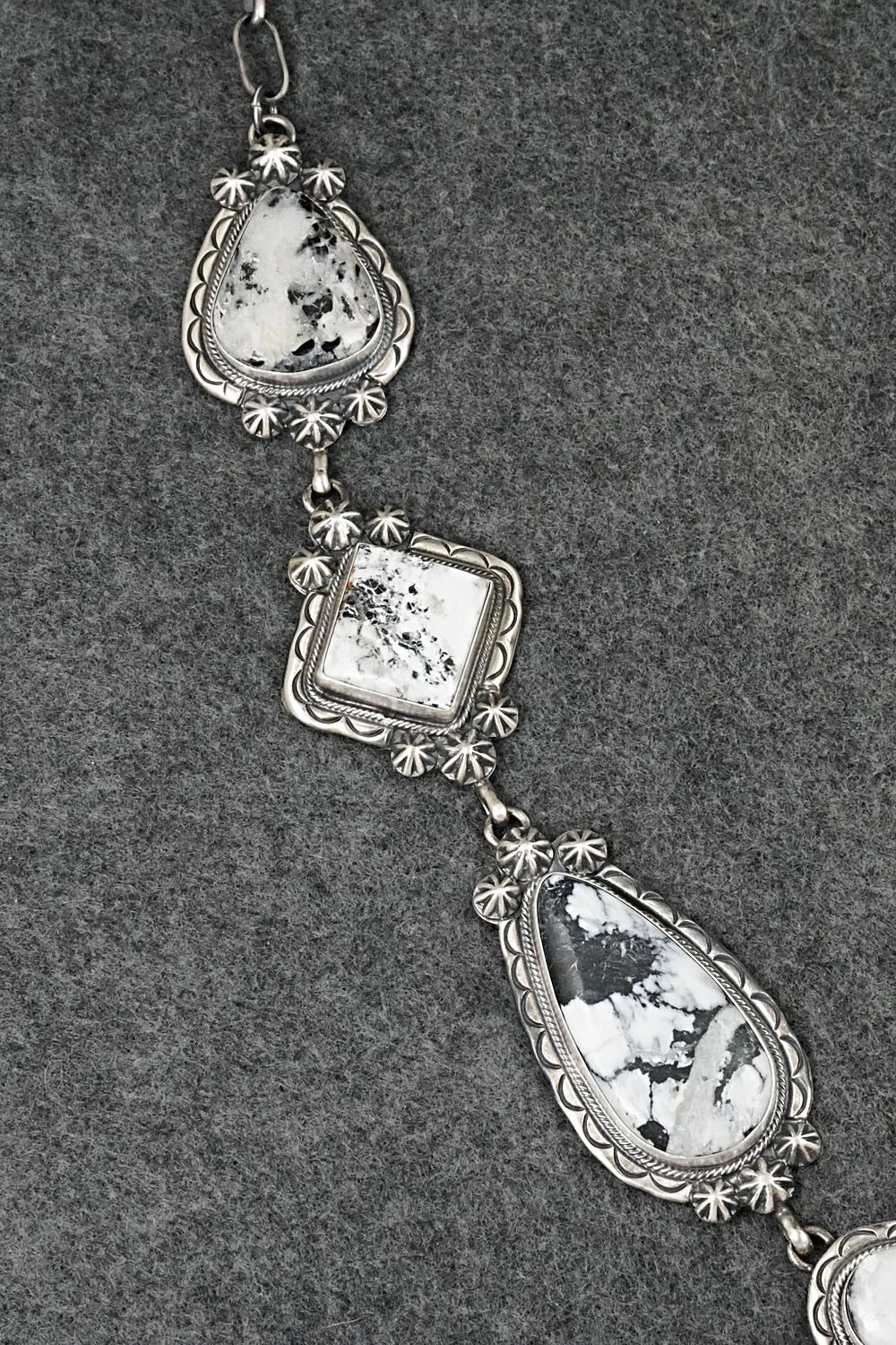White Buffalo & Sterling Silver Necklace and Earrings Set - Paul Livingston