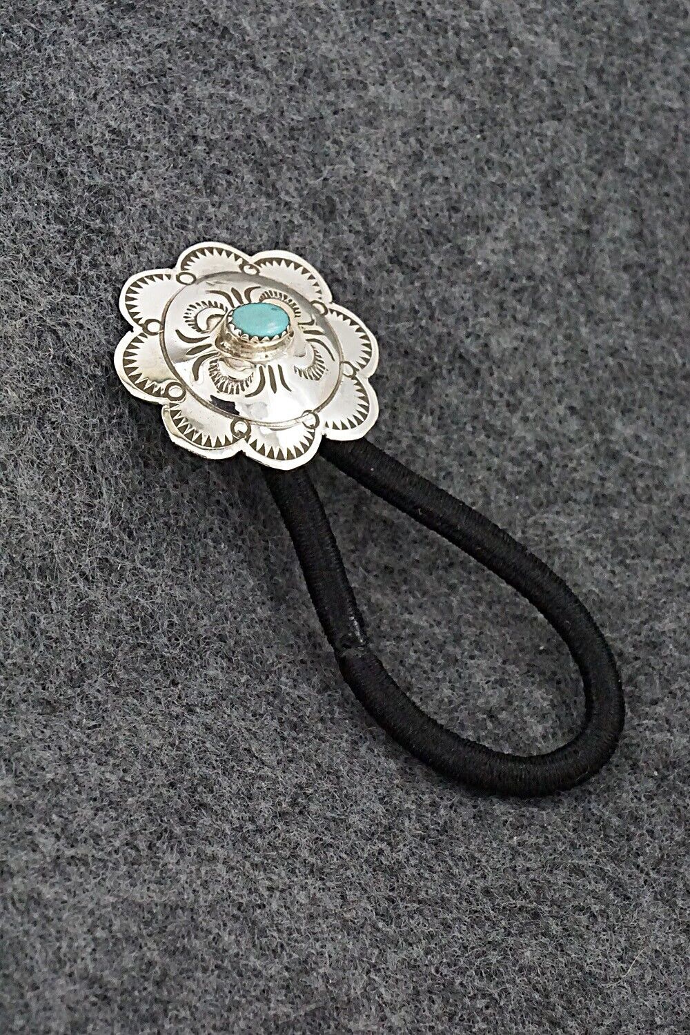 Turquoise & Sterling Silver Hair Tie - Bertha Begay